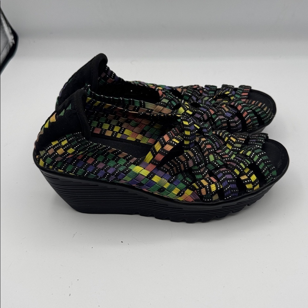 Skechers Parallel Crossed Wires wedge sandals size 5.5 multicolor rainbow